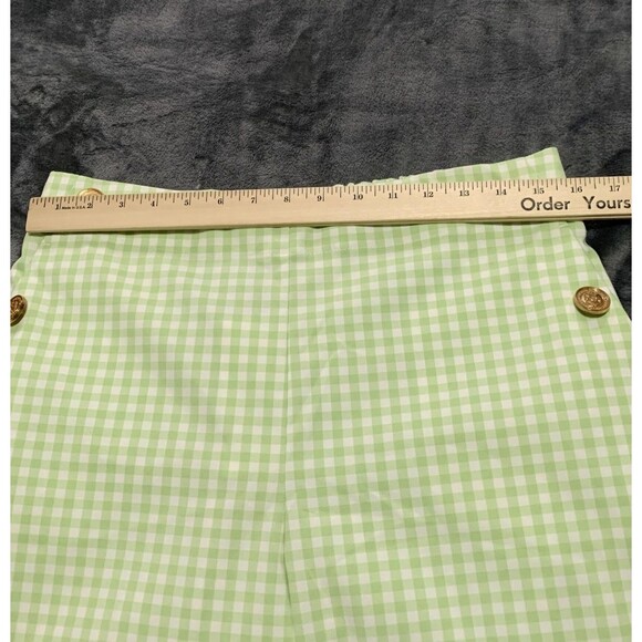 Zara Pants Womens Large Green Gingham Check Gold Button High Rise Pockets Retro - Picture 13 of 16